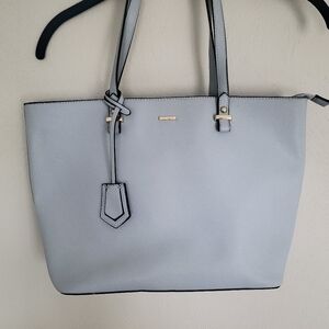 LOVEVOOK Grayish Blue Shoulder Bag Zippered, Double Handle, Vegan Leather, L/N